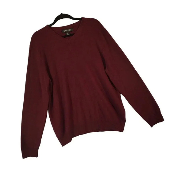 Harrison David Cashmere Sweater Men's Size XL Burgundy V-Neck Stretchy - Picture 5 of 5